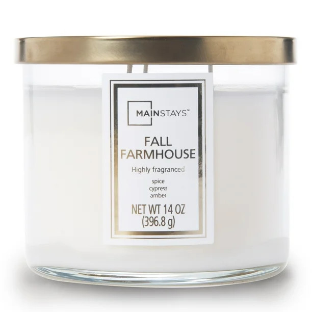 Mainstays Scented Candle, Fall Farmhouse, Clear Jar, 14 oz., Single | Walmart (US)