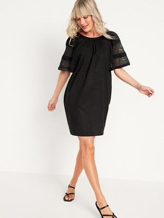 Flutter-Sleeve Tie-Back Mini Swing Dress for Women | Old Navy (US)