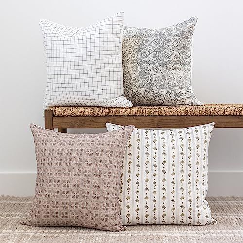 Woven Nook - Modern & Luxurious 22" x 22" Decorative Boho Throw Pillow Covers - Durable Quality & Machine Washable - 100% Cotton Canvas - Margot Design - 4 Pack (22" x 22") | Amazon (US)
