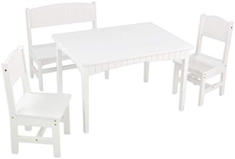 KidKraft Nantucket Wooden Table with Bench and 2 Chairs, Children's Furniture - White, Gift for A... | Amazon (US)