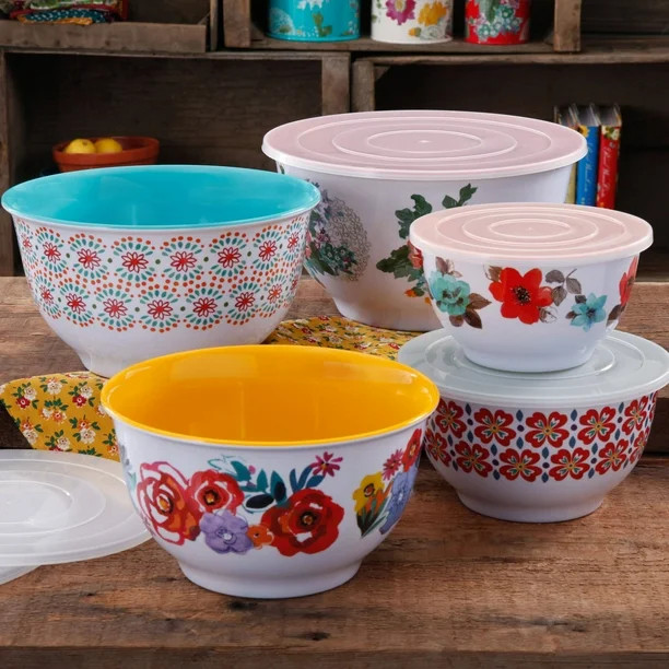 The Pioneer Woman Country Garden Melamine Mixing Bowl Set, 10-Piece Set | Walmart (US)
