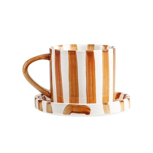 CACXKEP Espresso Cups Ceramic Coffee Mug Series European Striped Dot Coffee Cup And Saucer Mug Cake Plate Afternoon Tea Set Tea Cup And Saucer,B | Amazon (US)