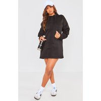 Black Ruched Hooded Sweater Dress | PrettyLittleThing US