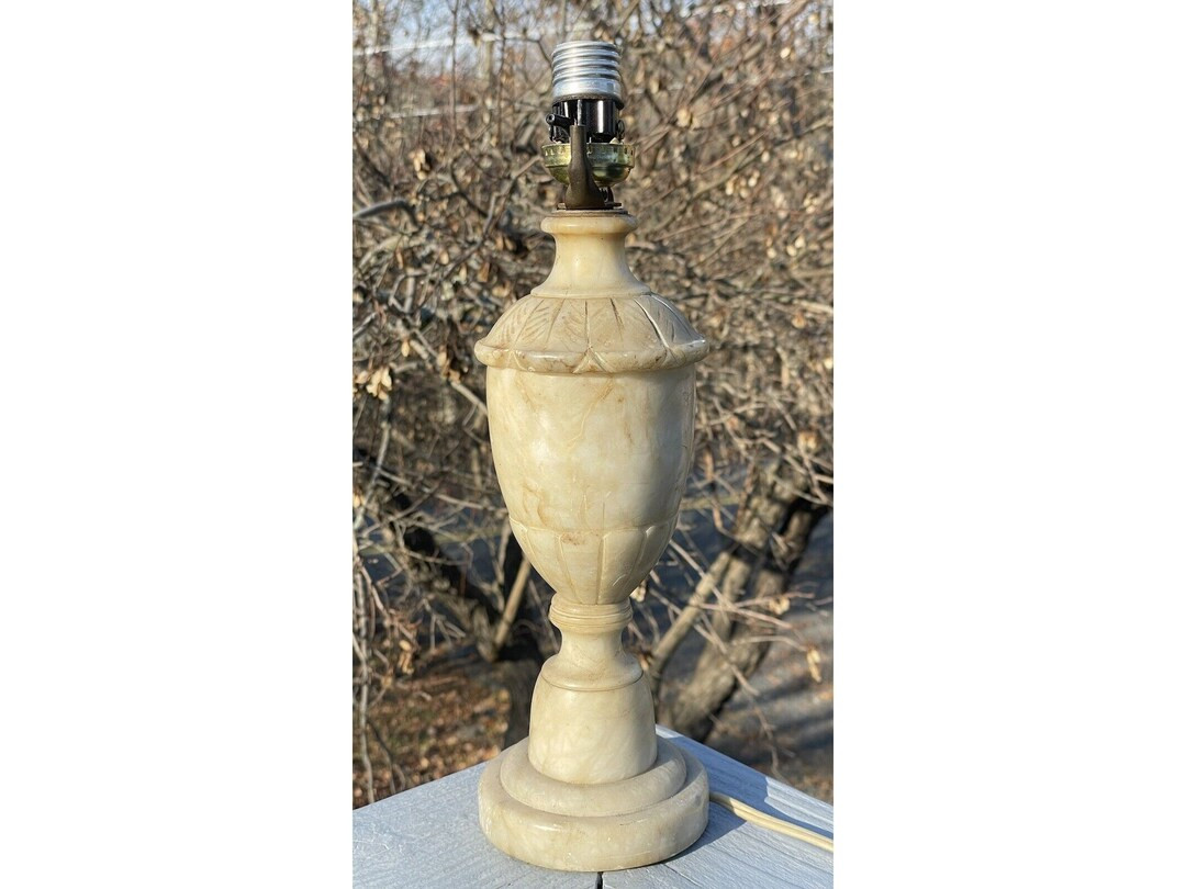 Antique Vintage Early 20th C. Carved Alabaster / Marble Table Lamp Italy Stone - Etsy | Etsy (US)
