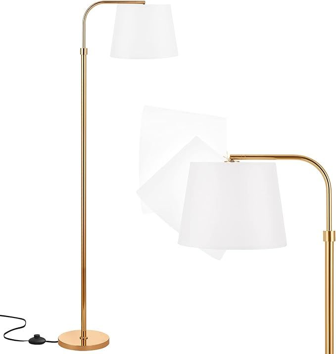 Gold Floor Lamp for Living Room - Arc Standing Lamps with Adjustable Lamp Head for Bedrooms - Mid... | Amazon (US)