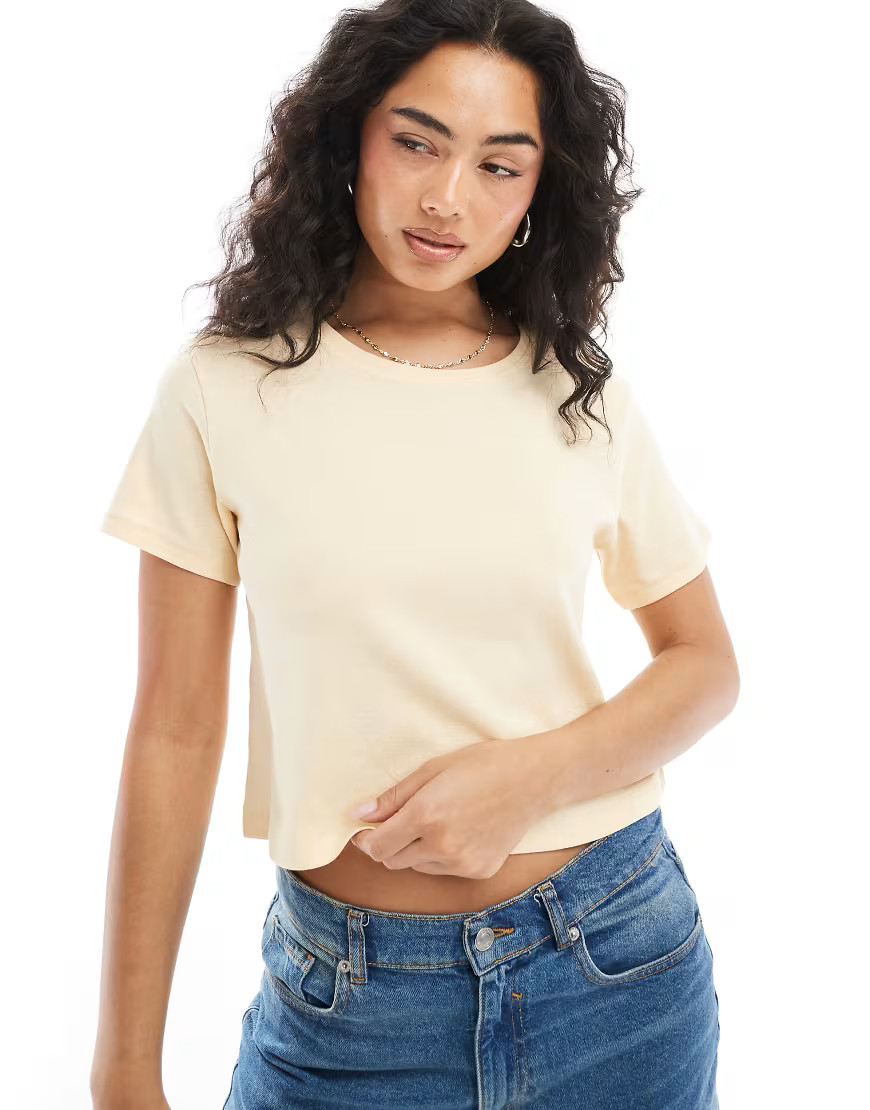 Monki shrunken tee in butter yellow | ASOS (Global)