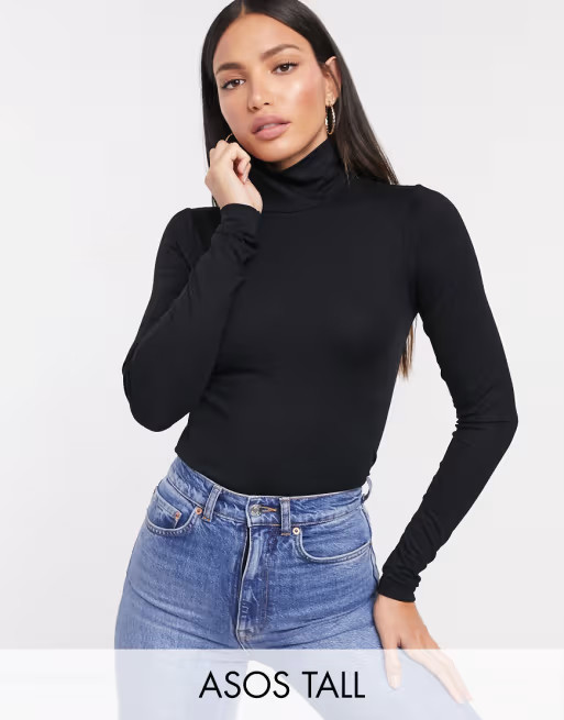 ASOS DESIGN Tall ultimate turtle neck long sleeve top in black | ASOS (Global)