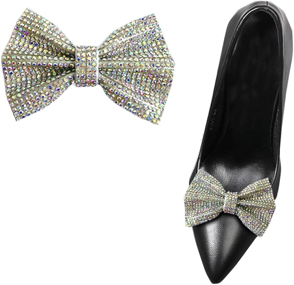 2pcs Rhinestone Shoe Clips - Removable Bow Shoe Buckles for Women | Amazon (US)