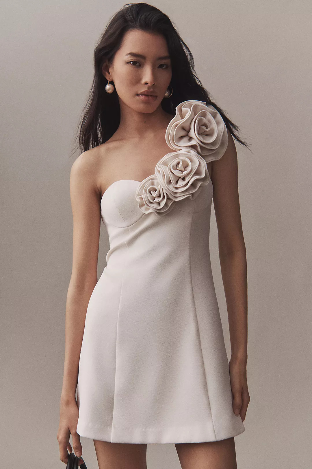 The Wolf Gang Flores Rose One-Shoulder Mini Dress | Anthropologie (US)