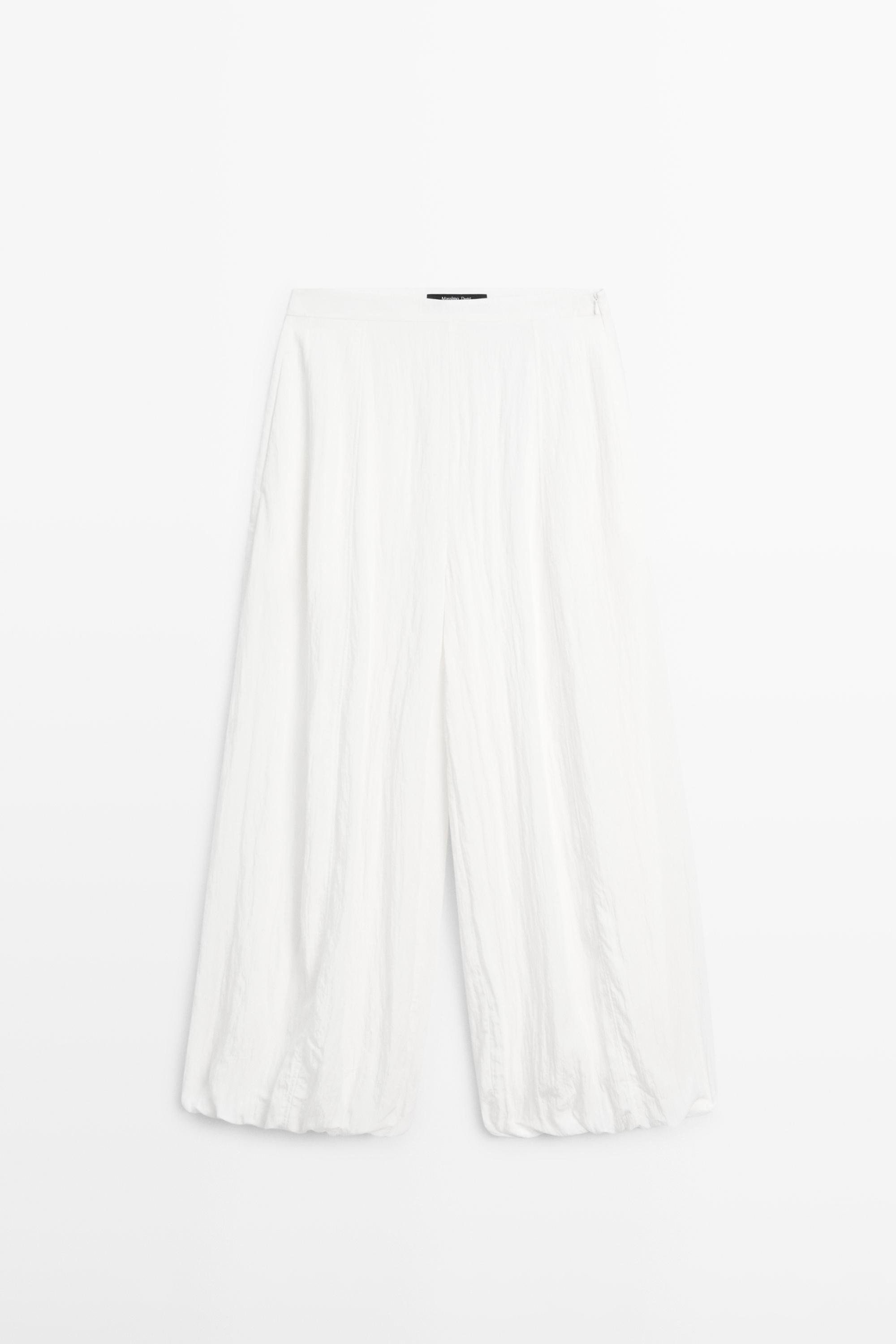 Flowing sarouel trousers with textured detail | Massimo Dutti UK