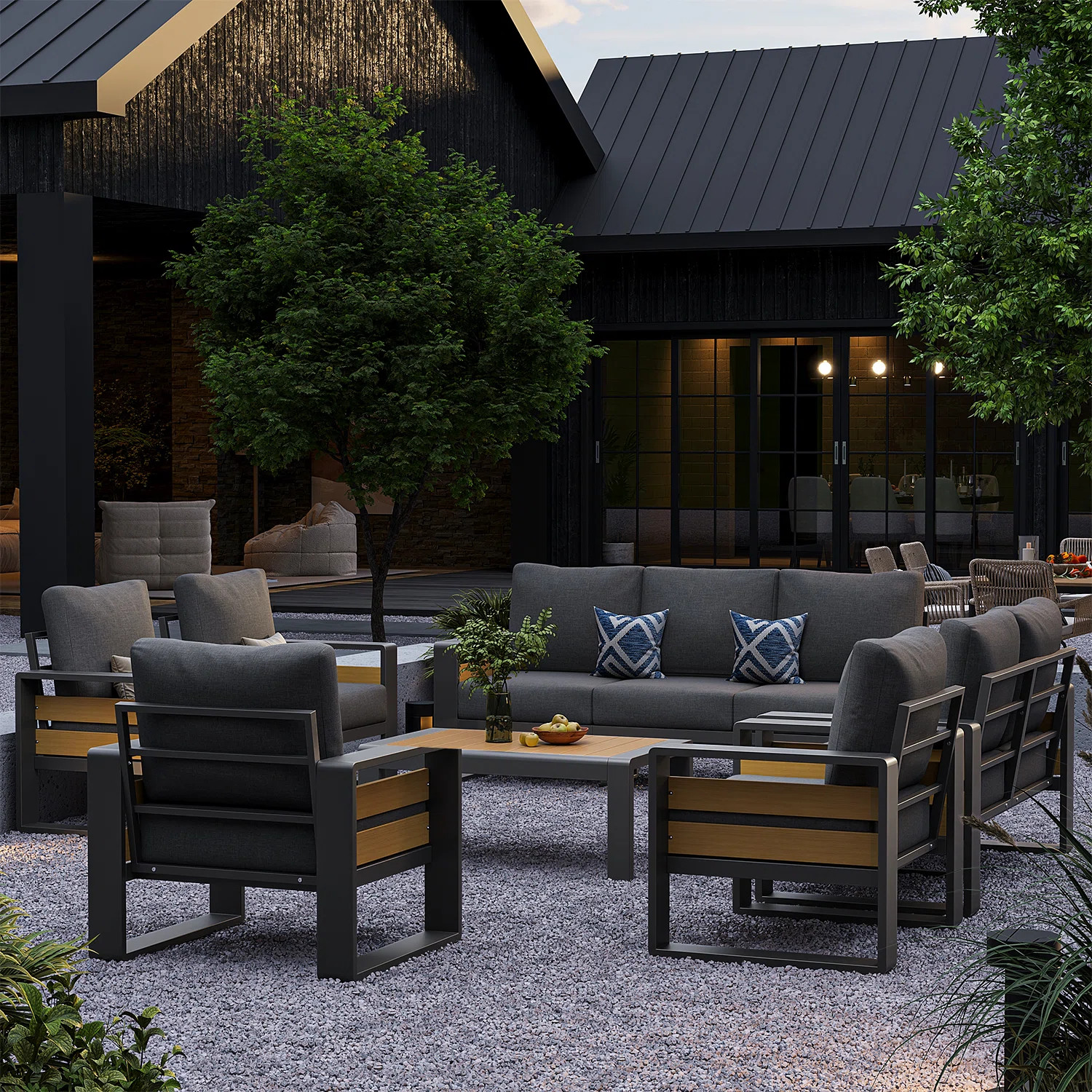 7-pcs Outdoor Patio Furniture Sofa Set – 9-person Modern Sectional With Removable Cushion | Wayfair North America