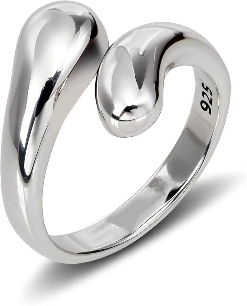 Chunky Rings Adjustable Teardrop Minimalist Stackable Ring Statement Open Jewelry for Women Men | Amazon (US)