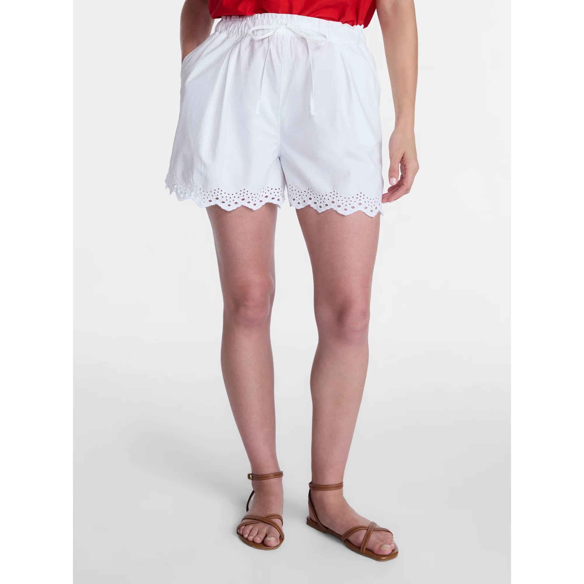 Time and Tru Women's Eyelet Trim Shorts, Sizes XS-XXXL | Walmart (US)