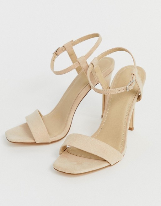 Truffle Collection stiletto barely there square toe heeled sandals | ASOS US
