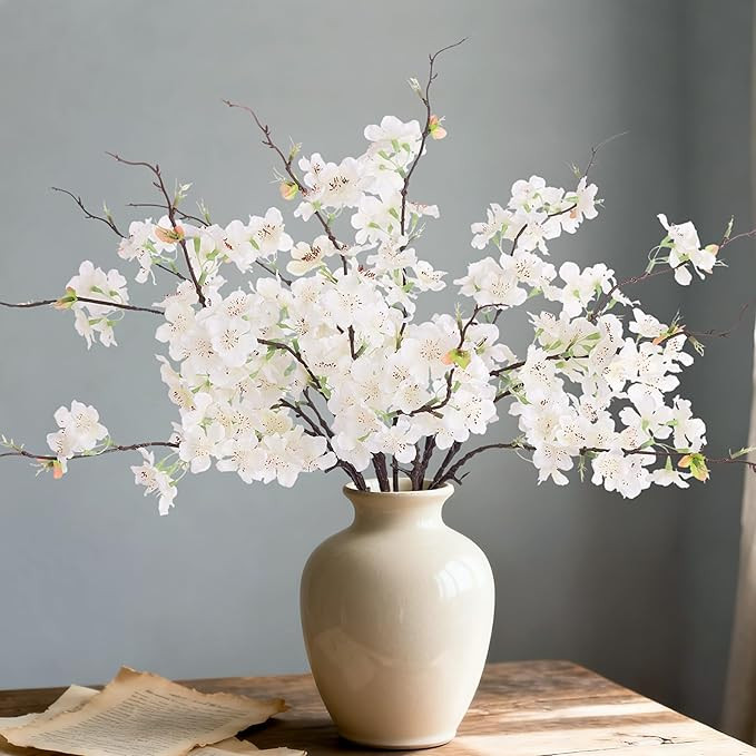 12 PCS Faux Cherry Blossom Branches Decor 18.11 Inch Fake Artificial Cherry Flowers for Home Indo... | Amazon (US)