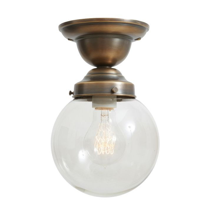 Semi Flush Mount with Vintage Schoolhouse Globe Clear Glass Shade | Rejuvenation