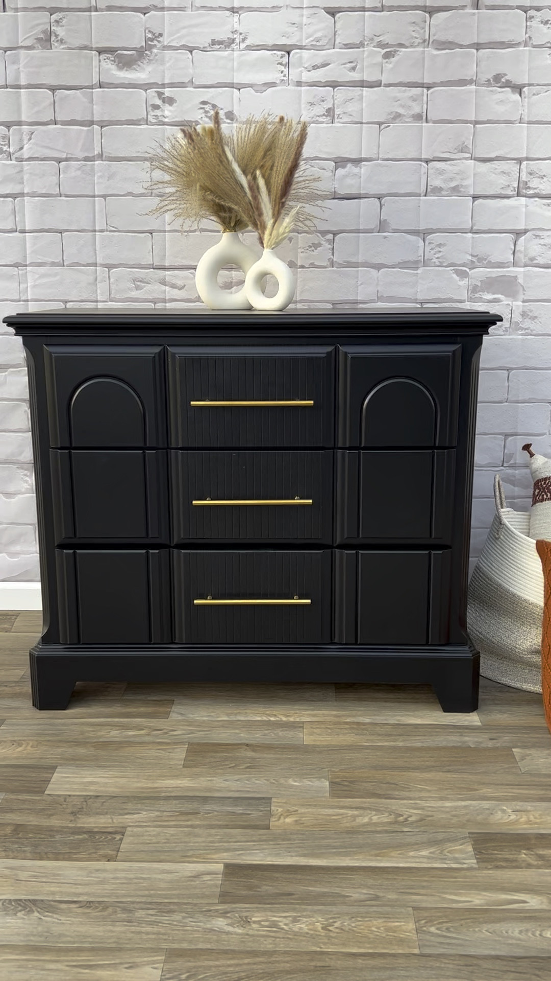 At the moment, I don’t have the ability to make a permanent staging wall for my furniture flips. So instead I use a brick photo backdrop, vinyl sheet flooring that can roll up for storage, and baseboard trim held up by paint cans! Funky but it works! 

#LTKFind #LTKhome