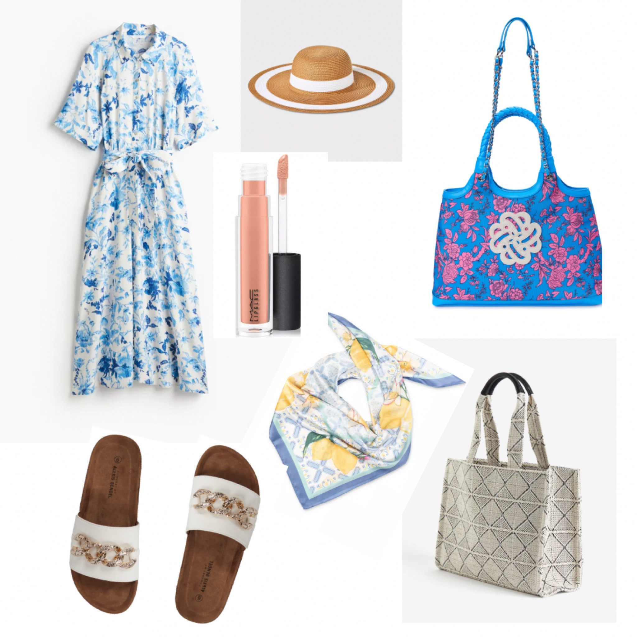 Blue floral spring dress lemon scarf tote bags and bedazzled flats 

#LTKSeasonal #LTKItBag #LTKStyleTip