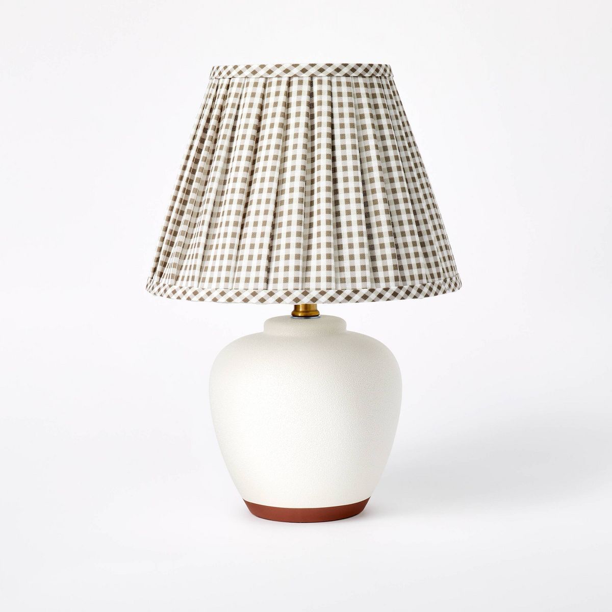 Ceramic Table Lamp with Gingham Print Pleated Shade White (Includes LED Light Bulb) - Threshold... | Target