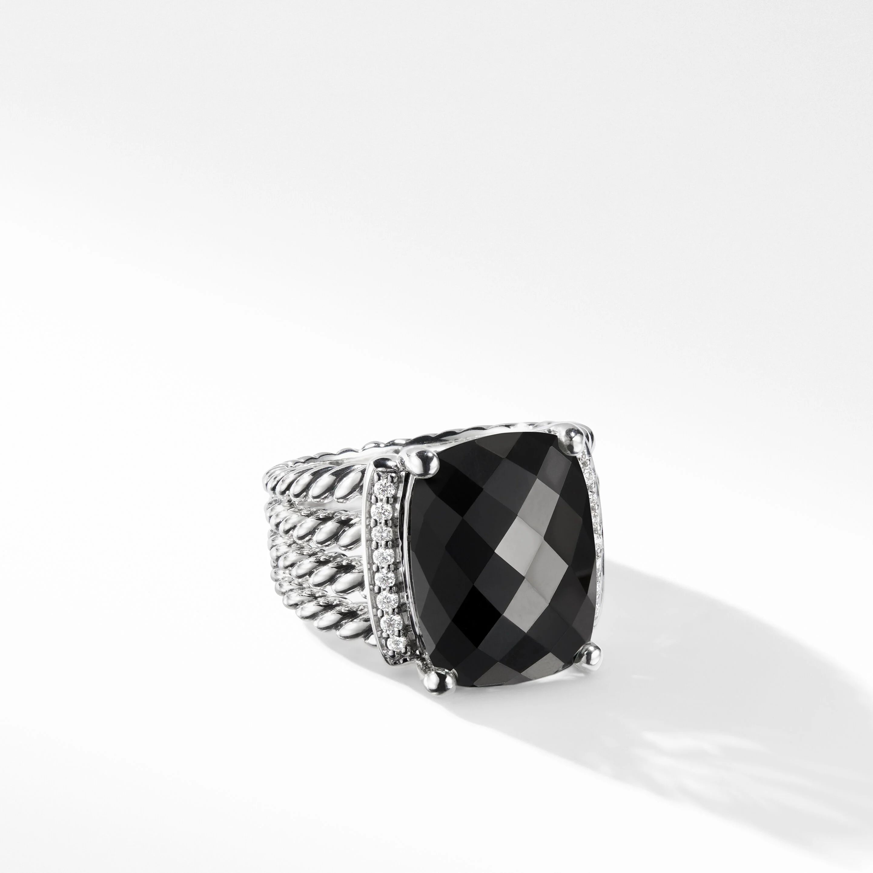 Wheaton® Ring in Sterling Silver with Black Onyx and Pavé Diamonds | David Yurman