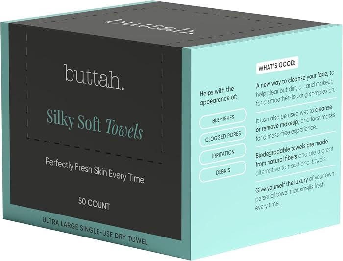 Buttah Skin Disposable Face Towels, 50 Count – Extra Thick, Soft, Large Towels for Sensitive Sk... | Amazon (US)