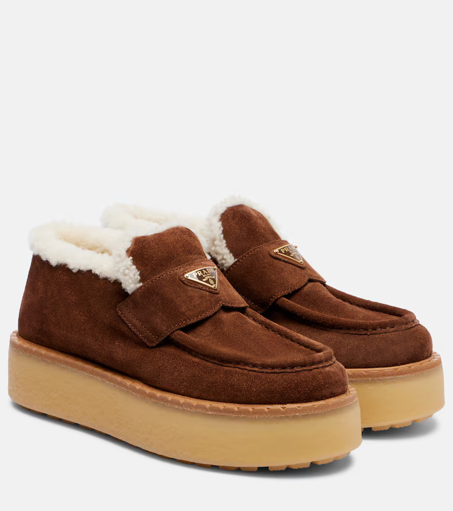 Prada Shearling-lined suede loafers | Mytheresa (US/CA)