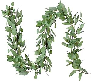 DearHouse 5.5Ft Seeded Eucalyptus Garland, Artificial Vines Faux Eucalyptus Leaves Table Garland ... | Amazon (US)