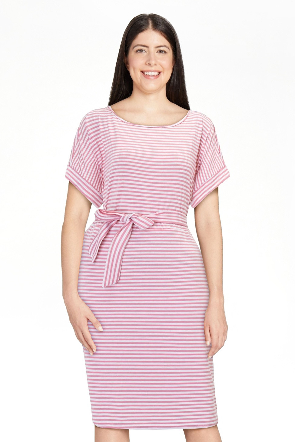 UVN Summer Dresses for Women Striped T Shirt Dress Casual Midi Dress Short Sleeve Sundress with P... | Walmart (US)