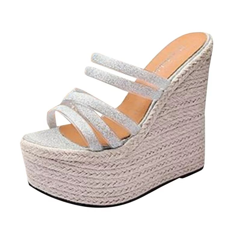 Ramiter Womens Shoes Heels for Women Ultra High Wedge Heel Multi Strap Women Glitter Sandals Plat... | Walmart (US)