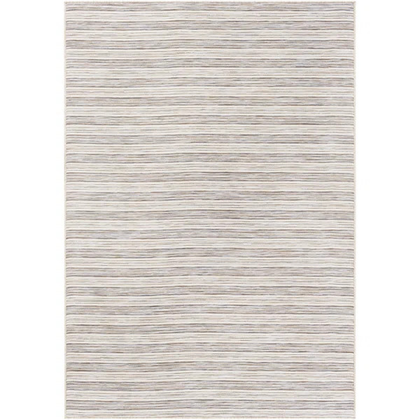 Gina Striped Machine Woven Indoor / Outdoor Area Rug in Brown/Gray/Cream | Wayfair North America