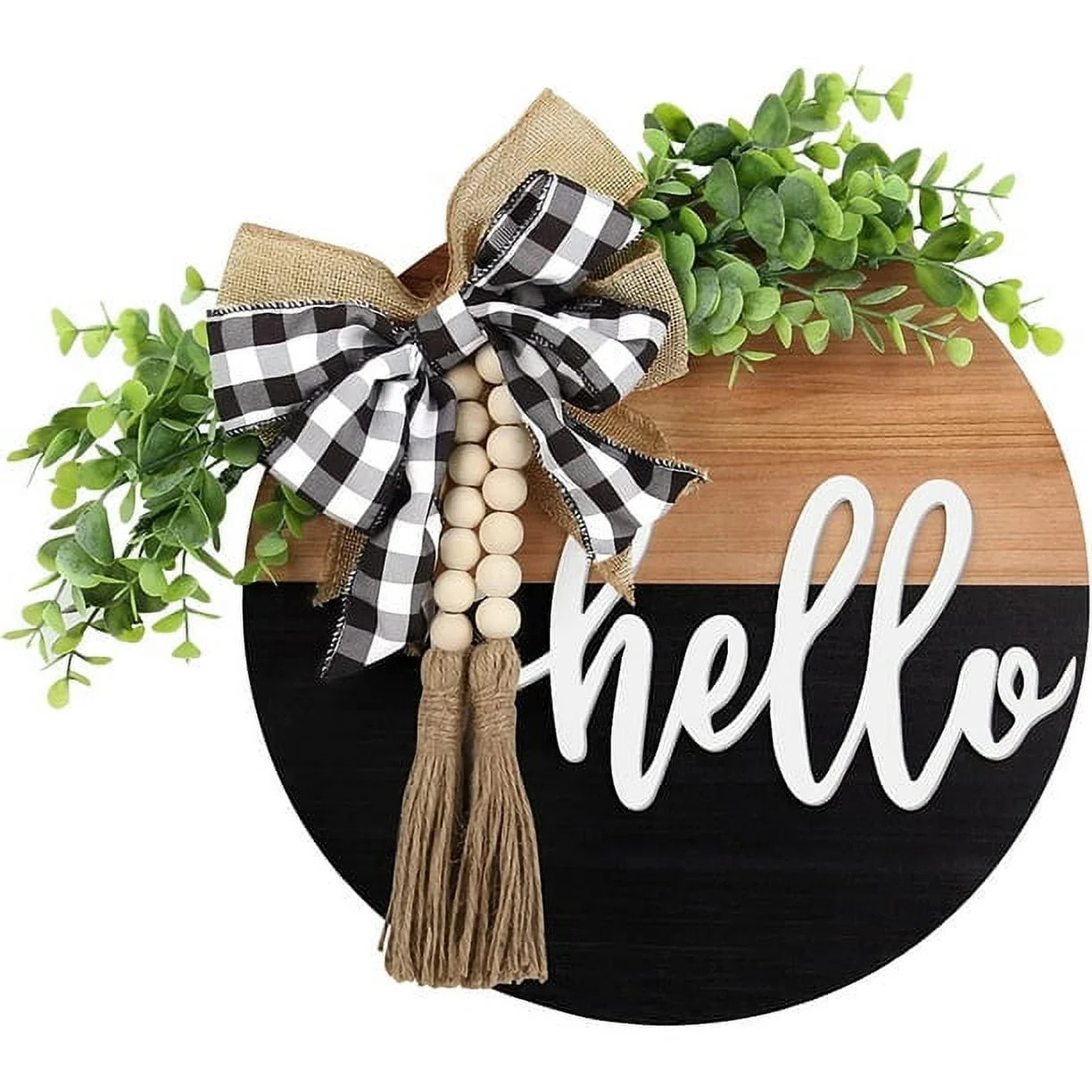 Hello Door Sign - Round Welcome Sign for Front Door, Welcome Wreath Sign Hanging Farmhouse Door S... | Walmart (US)