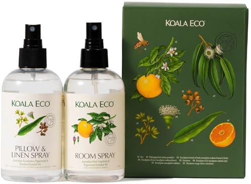 Koala Eco Aromatherapy Gift Collection - Room & Linen, Beautifully Packaged - with Australian Lemon Eucalyptus, Lemon Myrtle & Rosemary Essential Oil, 8.2 oz (2 Pack) | Amazon (US)