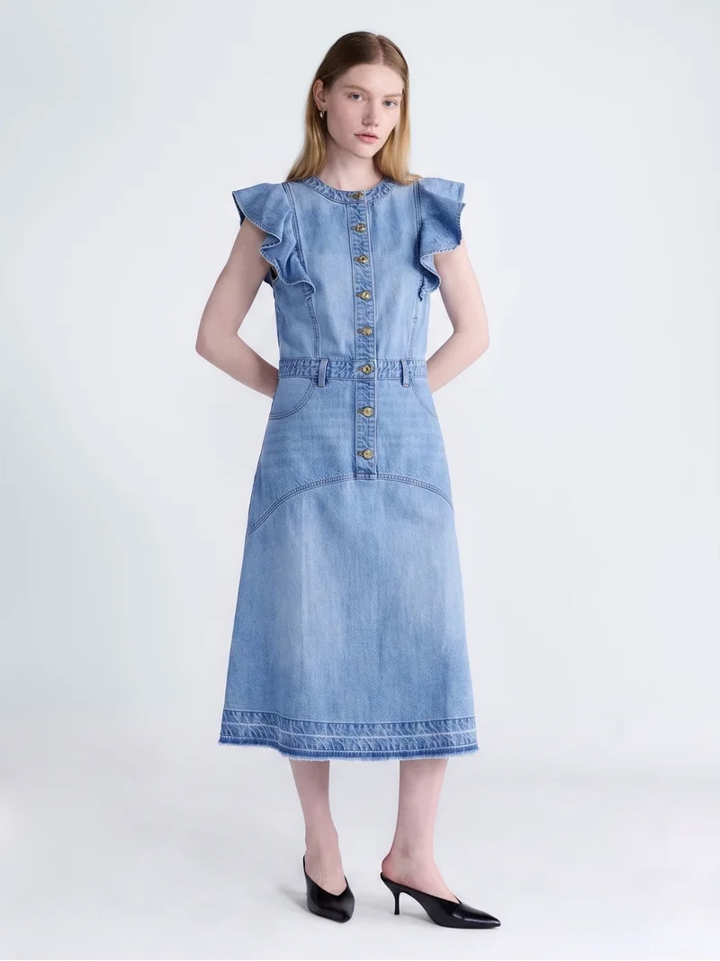 Scoop Women's Flutter Sleeve Midi Dress, Sizes XS-XXL | Walmart (US)