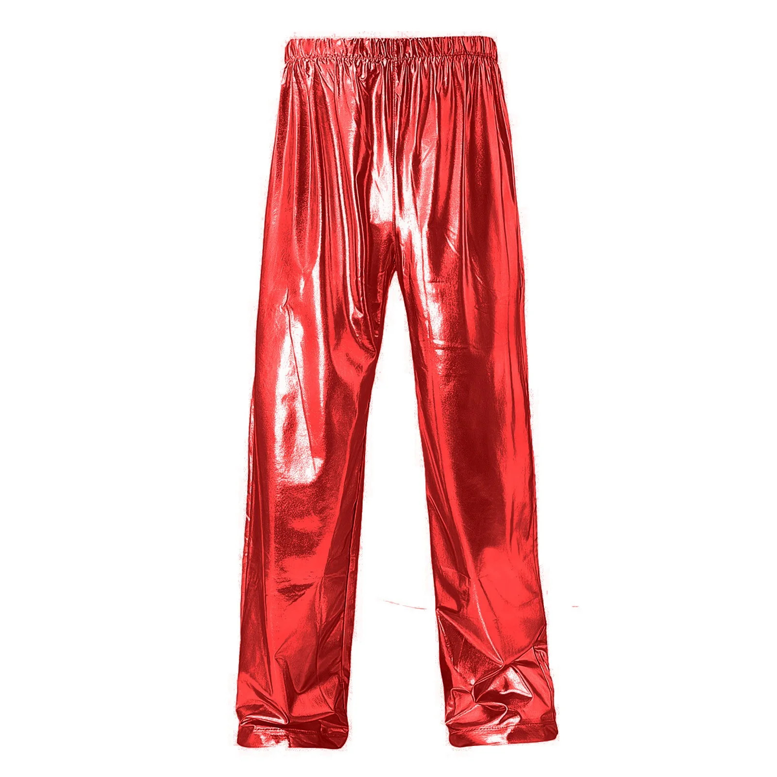 CHEEREAM Mens Shiny Metallic High Waist Stretchy Jogger Pants Holographic Hip Hop Club Wear Streetwear Red 2XL - Walmart.com | Walmart (US)