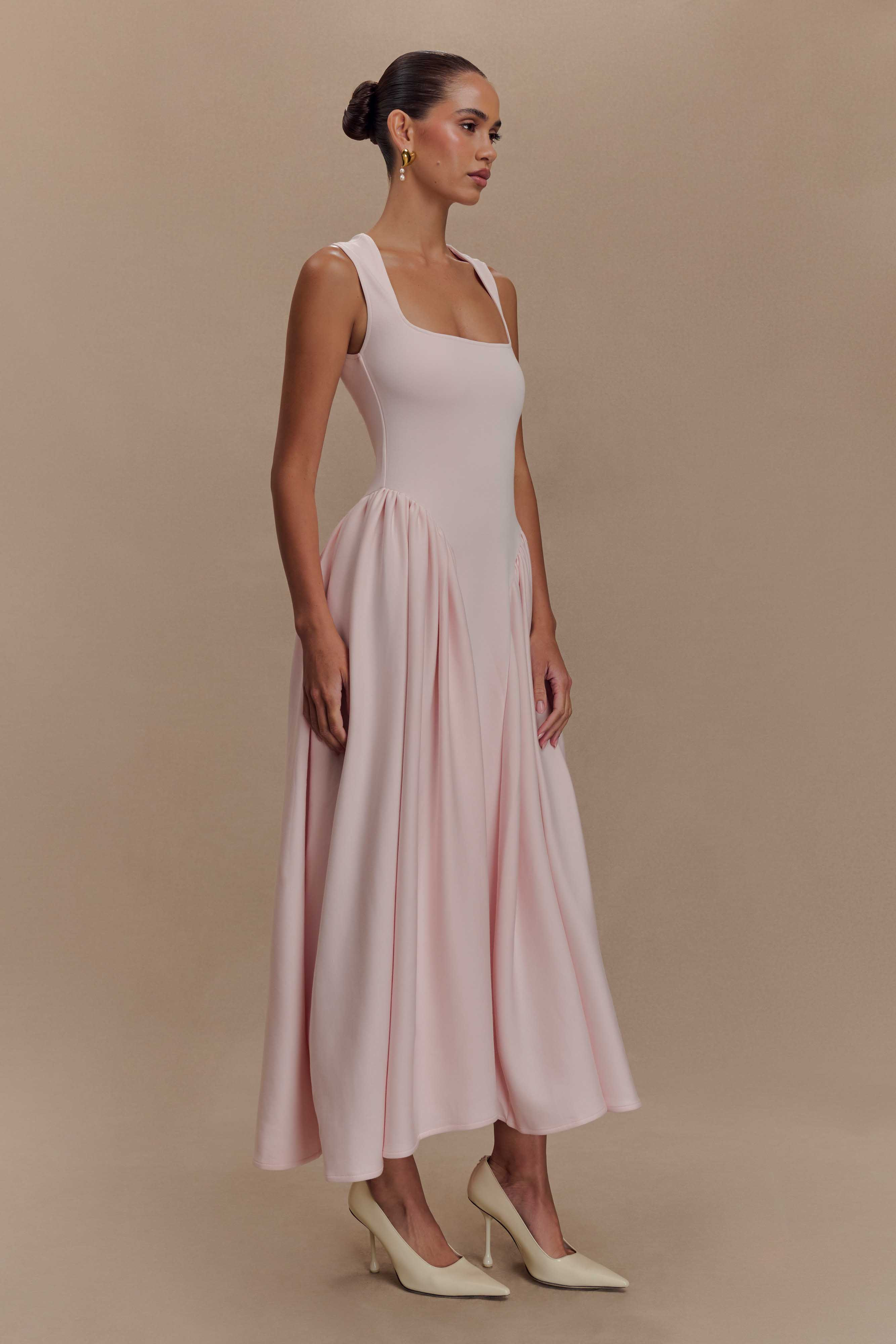 Sharon Scuba Jersey Midi Dress - Ballet Pink | MESHKI US