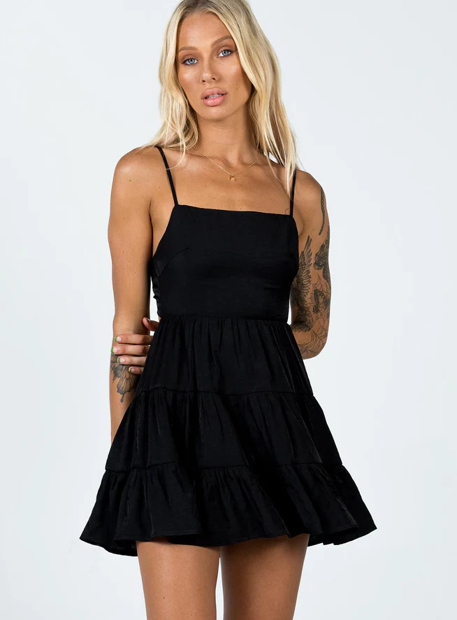 Summer Break Mini Dress Black | Princess Polly US