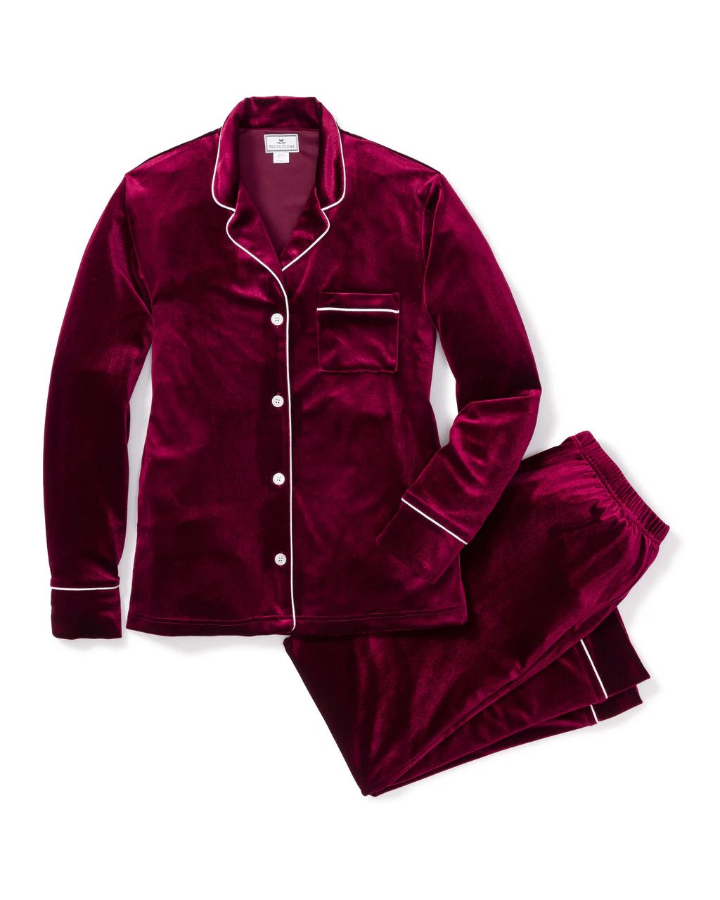 Royal Garnet Velour Pajama Set | Petite Plume