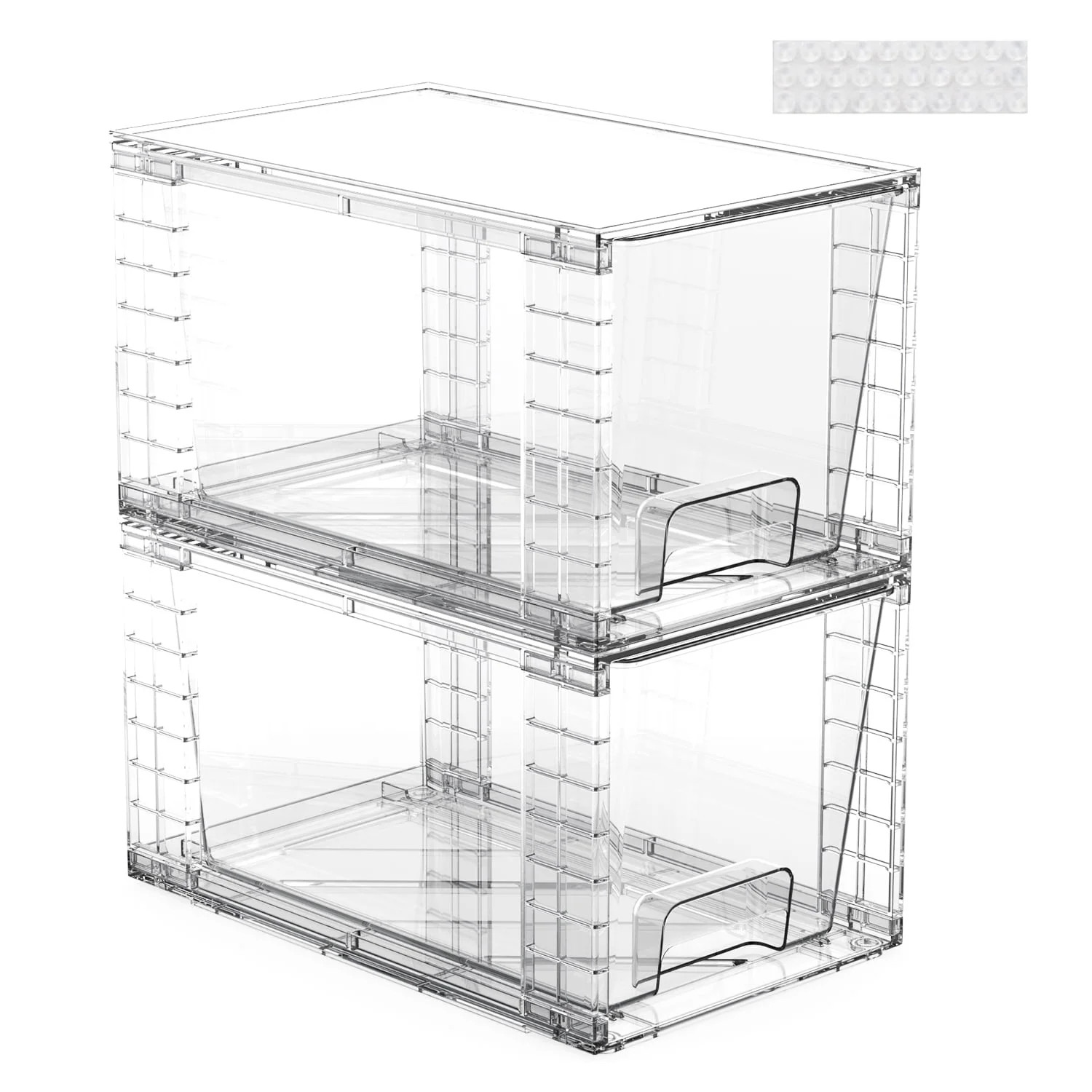 2 Pack Stackable Storage Drawers, Clear Acrylic Drawer Organizers with Handles, Easily Assemble f... | Walmart (US)