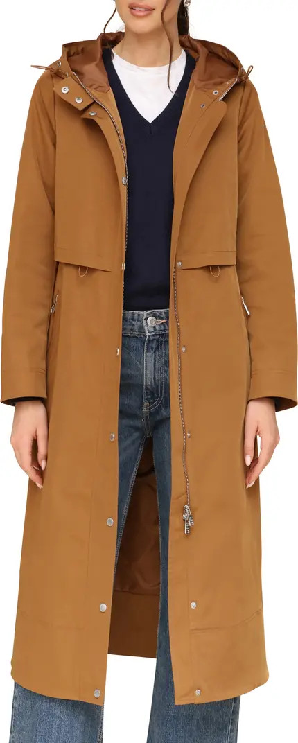 Avec Les Filles Water Resistant Twill Hooded Longline Coat | Nordstrom | Nordstrom