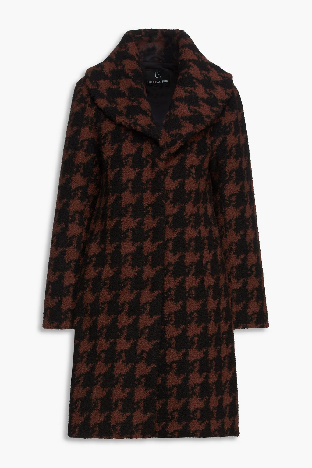 Black Tundra houndstooth bouclé coat | UNREAL FUR | THE OUTNET | The Outnet (US and CA)