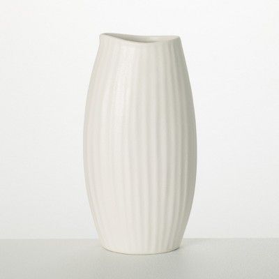 Sullivans 9" Modern White Ribbed Vase | Target