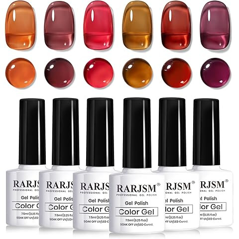 JODSONE 6 Colors Gel Nail Polish Set Fall Collection Jelly Effect Soak Off Need U V LED Gel Polis... | Amazon (US)
