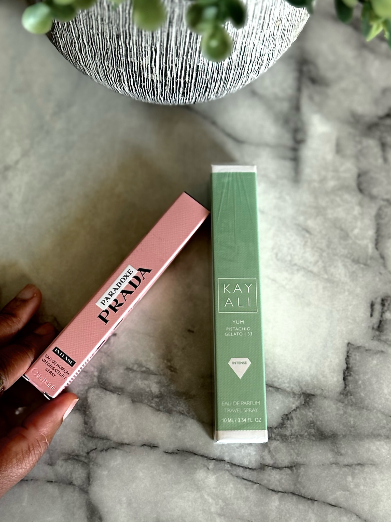 Picked up two new fragrances to try… and I love them both!! 

Kayali - Yum Pistachio Gelato 😋 

Key Notes:
Pistachio Gelato, Hazelnut, Sweet Rum, Cotton Candy, Whipped, Cream, Marshmallow

Prada- Paradoxe Intense 🌸
Key Notes
Jasmine, Ambrofix, Moss Accord



#LTKBeauty #LTKStyleTip