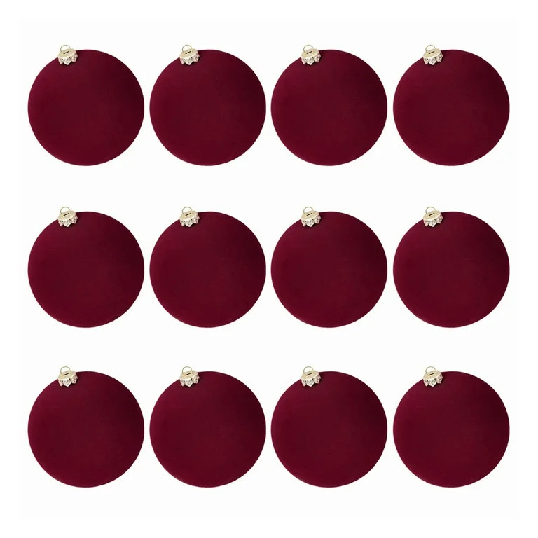 12PCS Red Velvet Christmas Ornaments Balls 1.18" Vintage Christmas Tree Decorations Shatterproof ... | Walmart (US)