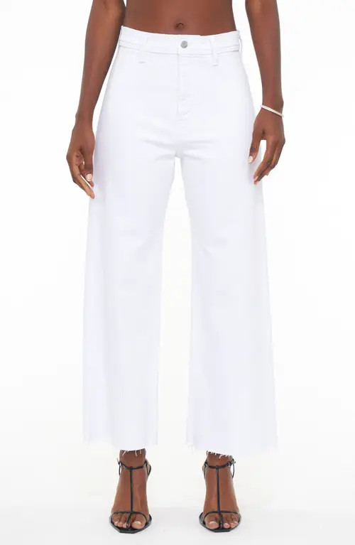 Pistola Penny High Waist Raw Hem Wide Leg Jeans in Snow at Nordstrom, Size 31 | Nordstrom