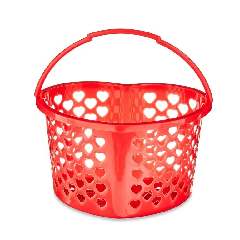 Valentine's Day Heart-Shaped Red Plastic Basket by Way To Celebrate | Walmart (US)