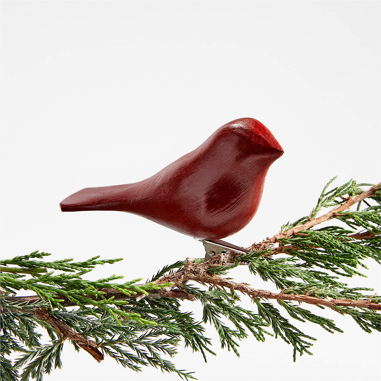 Hand-Carved Red Wood Bird Christmas Tree Ornament Clip + Reviews | Crate & Barrel | Crate & Barrel