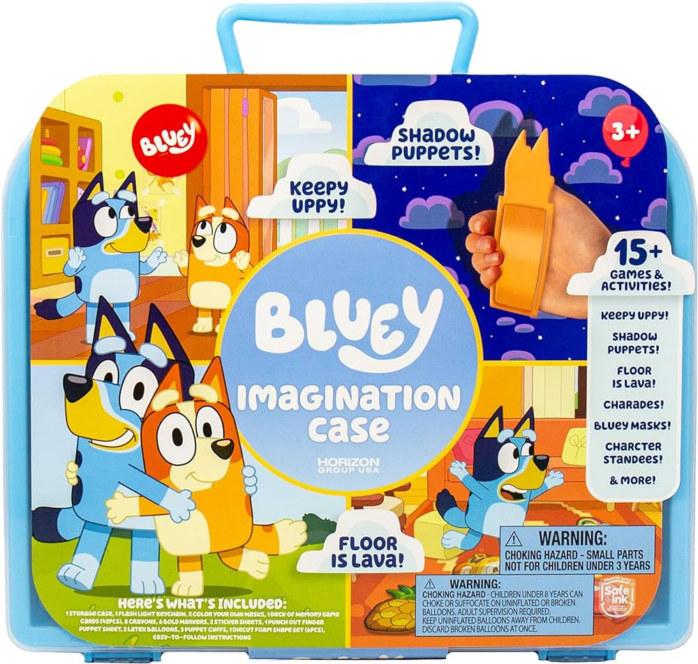 Bluey Imagination Case, 15 Games & Activities, Travel-Friendly Bluey Playset With Markers, Crayon... | Amazon (US)