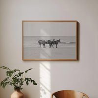 Black & White Horse Wall Art Photography Print, Coastal Ocean Beach Wild Film Photography, Equine Equestrian Print Decor Gift | Etsy (US)