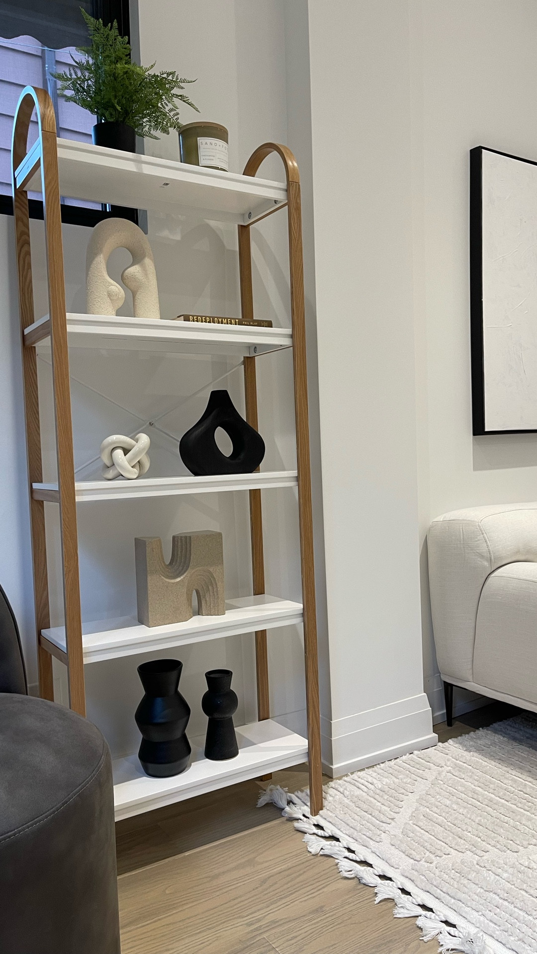 Modern scandi style living with neutral accents ✨

Scandinavian design, modern design, modern home, neutral tones, neutral home decor, neutral home, black and white home, bookshelf, coffee table, textured rug, Wayfair sale, console styling, wall art, swivel chair, accent chair, fluted coffee table 

#LTKsale #LTKhome #LTKcanada